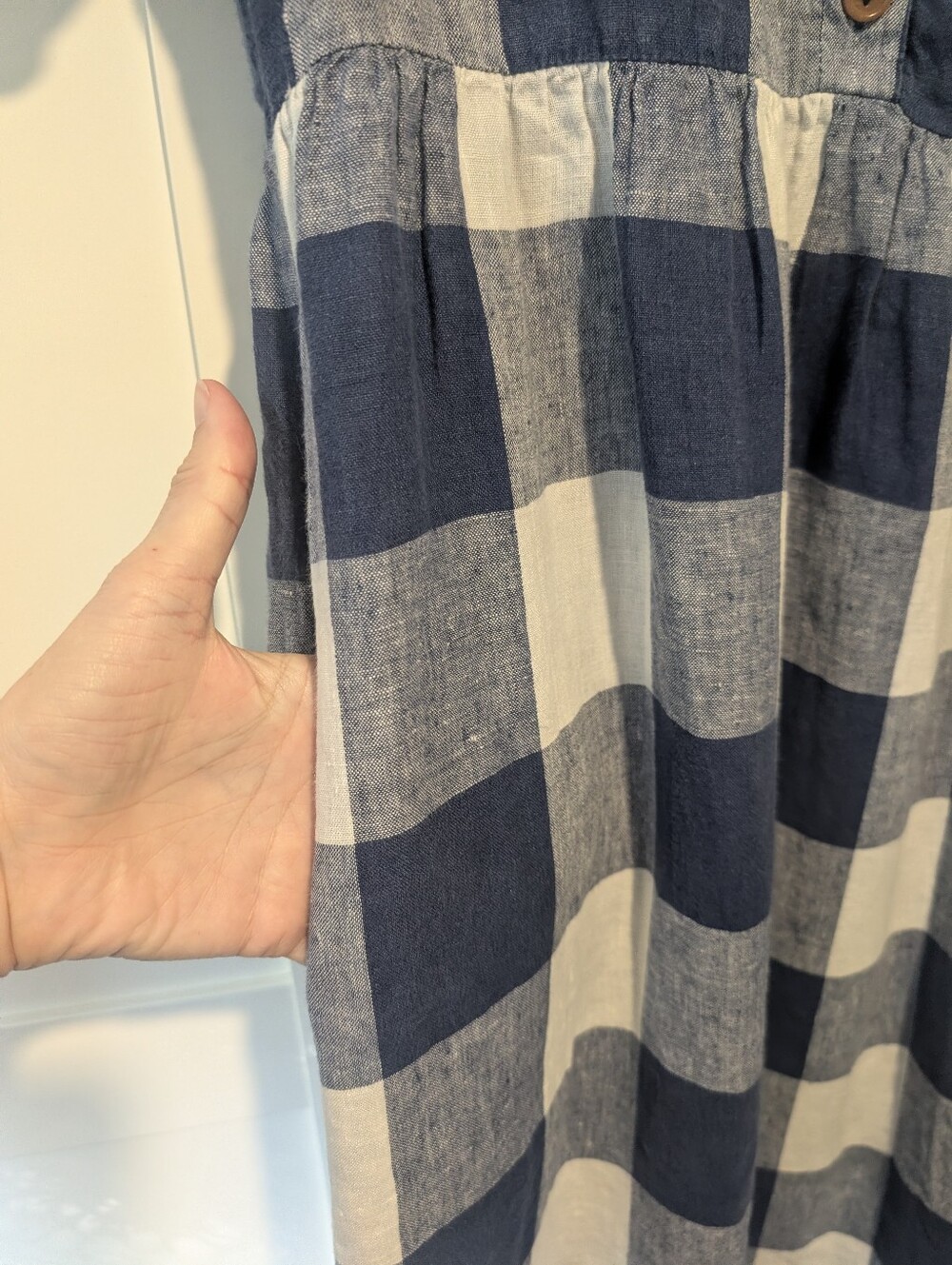 Pyne & Smith Blue & White Check European Linen Maxi Dress -S- - Picture 5 of 11